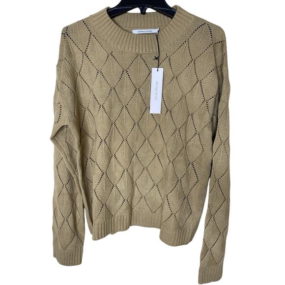 NWT Stitches & Stripes L Beige Diamond Knit Crewneck Sweater Quiet Luxury - Picture 1 of 8